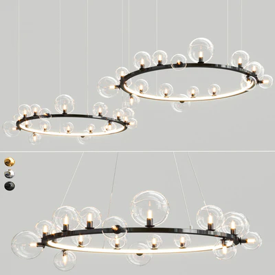 LED Postmodern Iron Glass Bubble Round Gold Black Silver Pendant Lights — Вид 2