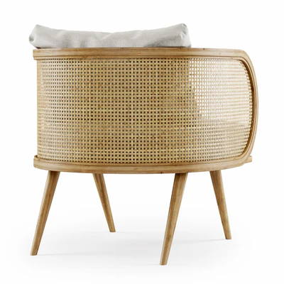 Wooden rattan lounge chair C20 by Bpoint Design / Rattan chair — Ver 2