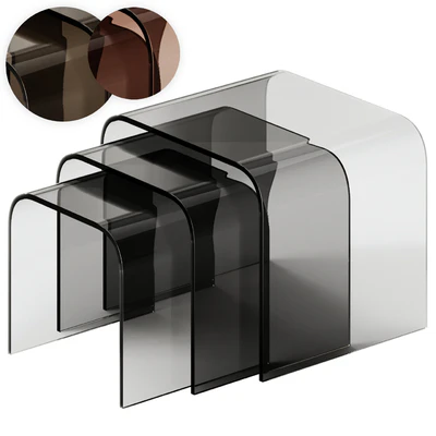 Tonin Casa ANEMONE Glass coffee tables Set — Ver 1
