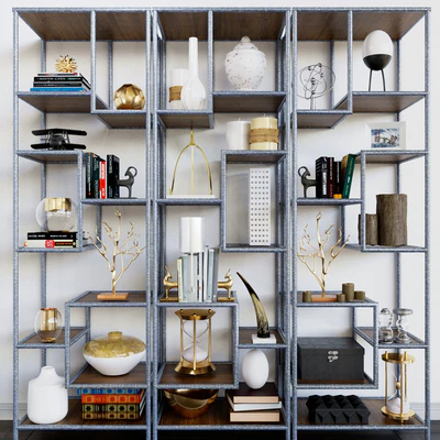 Rack with books, decor and vases — Ver 1