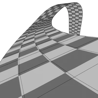 Редактируемая извилистая асфальтированная двухполосная дорога с разметкой 05 — Вид 4