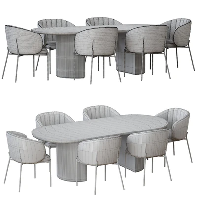 Shell Back dining chair and Moon Table — Ver 2