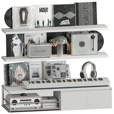Shelf with Vinyl Records and Music equipment — Вид 1