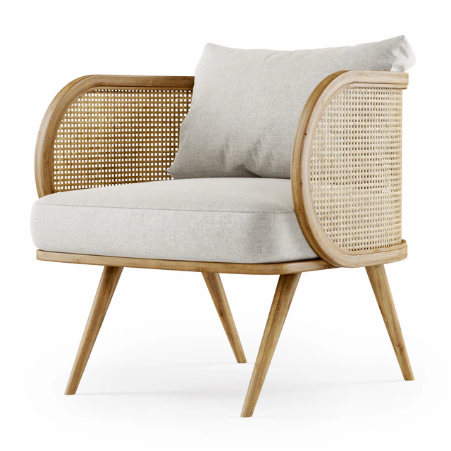 Wooden rattan lounge chair C20 by Bpoint Design / Rattan chair — Descargar
