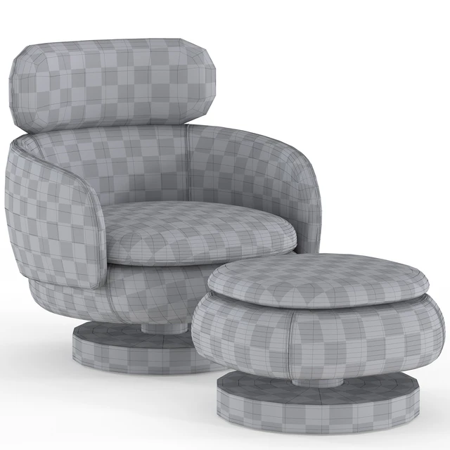 Armchair with ottoman from the Minotti factory Vivienne series — Descargar