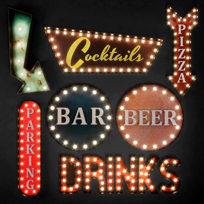 Lighted Metal sign. Set 15 — Ver 1