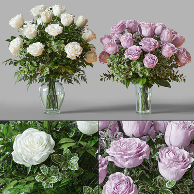 Flower Set 029 White and pink Rose — Ver 1