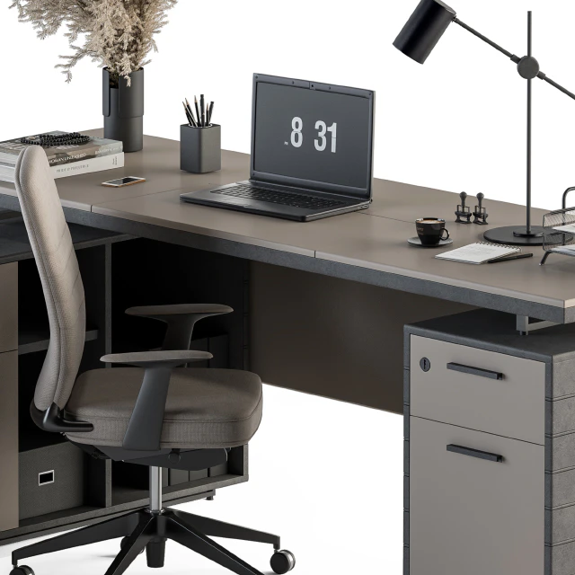 Boss Desk Cream and Black - Office Furniture 255 — Descargar