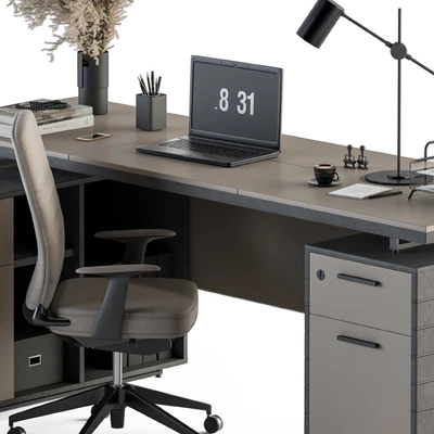 Boss Desk Cream and Black - Office Furniture 255 — Ver 2