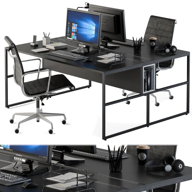 Office Furniture Employee Set Black — Скачать