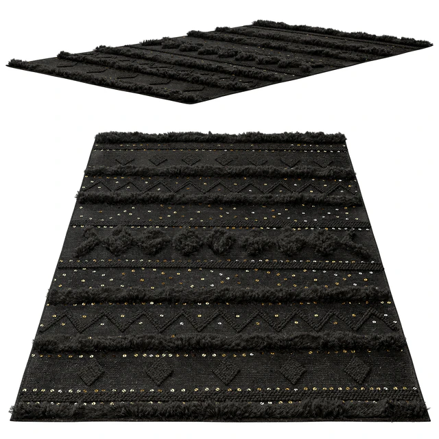 nuLOOM Black Wool Raised Geometric Shag Rug — Descargar