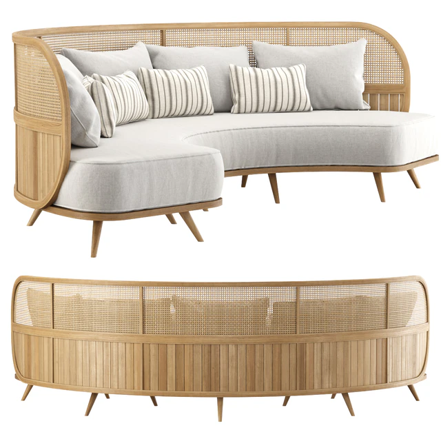 Garden round sofa R157 / Semi-circular rattan sofa — Descargar