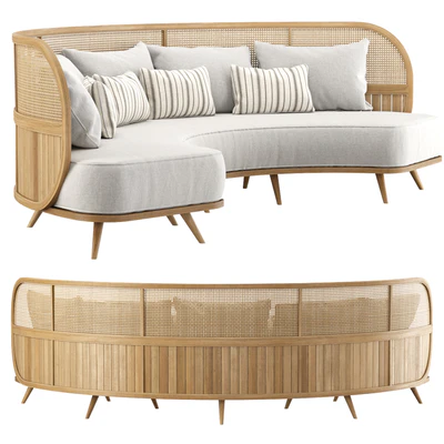 Garden round sofa R157 / Semi-circular rattan sofa — Ver 2