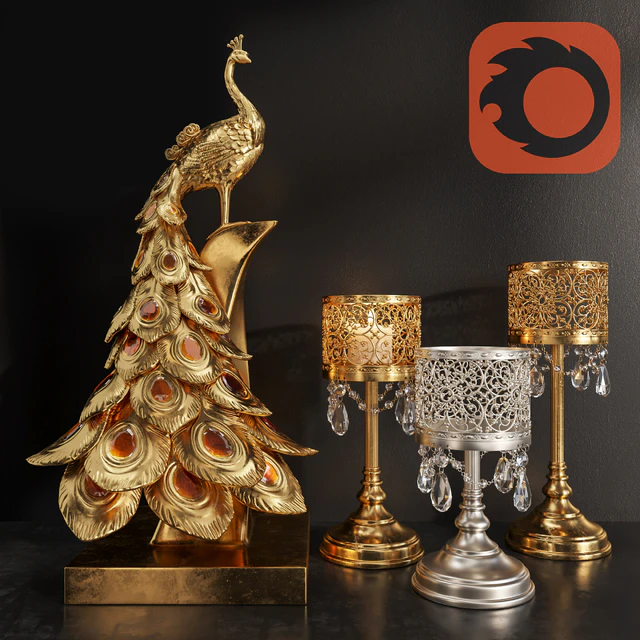 Decoration Set 25 Peacock and candles. — Скачать