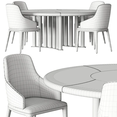 Opera Contemporary Oliver Round Table and Hilary Armchair Set — Ver 2