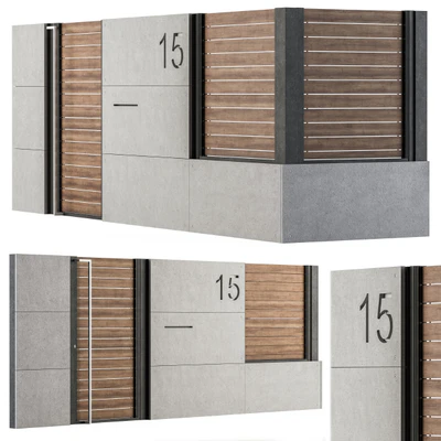 Concrete and Wood Fence Set 02 — Вид 2