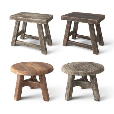 Rustic Wooden Stools — Ver 1