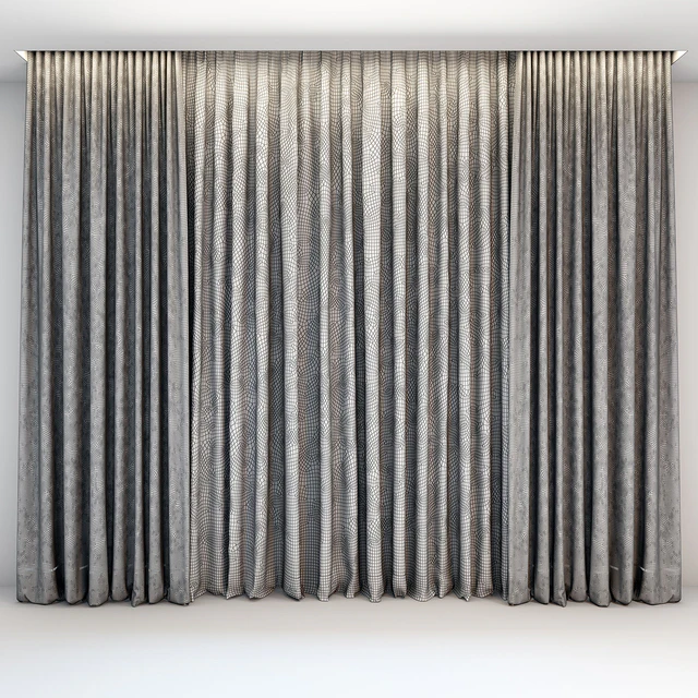 Satin straight beige curtains in the floor and tulle in a modern style — Descargar