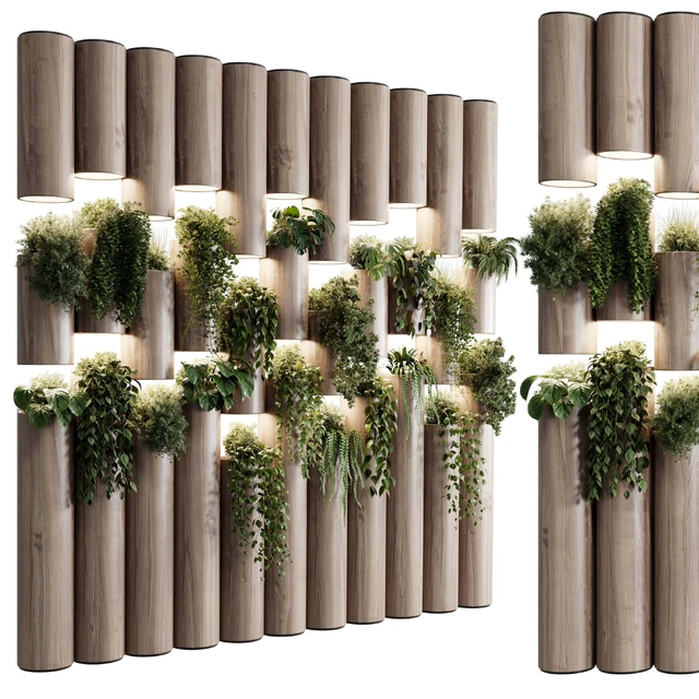 plants set partition in wooden frame- Vertical graden wall decor box 30 — Скачать