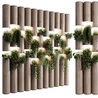 plants set partition in wooden frame- Vertical graden wall decor box 30 — Вид 2