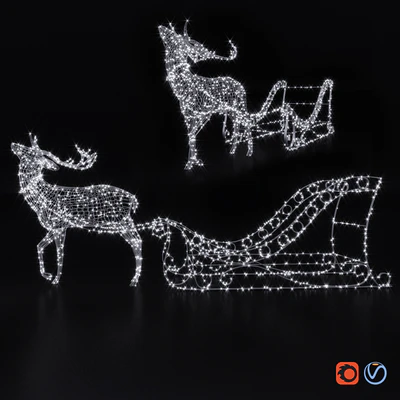 Light volumetric figure Deer and sleigh. — Ver 1