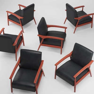 Black Bonded Leather Arm Chair — Вид 2