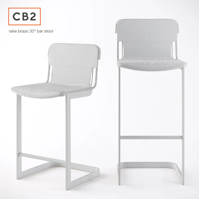 CB2, Rake Brass bar stool — Скачать
