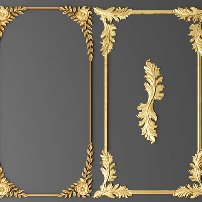 Набор, рамки, Лепнина, Розетка, luxury, золотой декор, резьба, лепка, лепной, потолочная, классическая, рамка — Вид 2