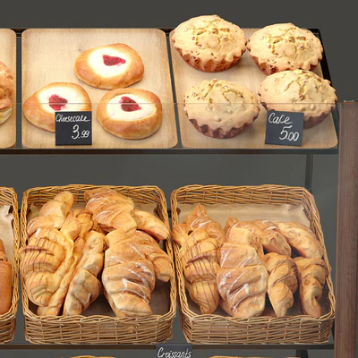 Showcase with pastries for shop and cafe. Bread — Ver 2