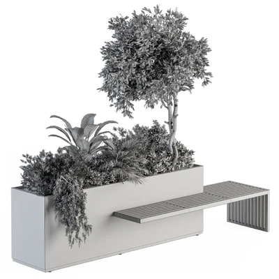 Urban Furniture / Plant Box with Bench - Set 28 — Ver 2
