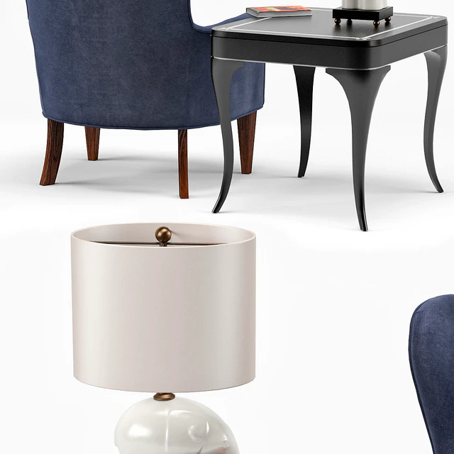 Rachael chair, Elephant Porcelain Lamp, Flirt End Table — Descargar