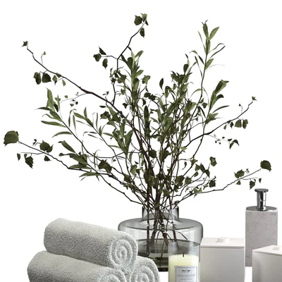 Decorative bathroom set with a bouquet of branches — Ver 2