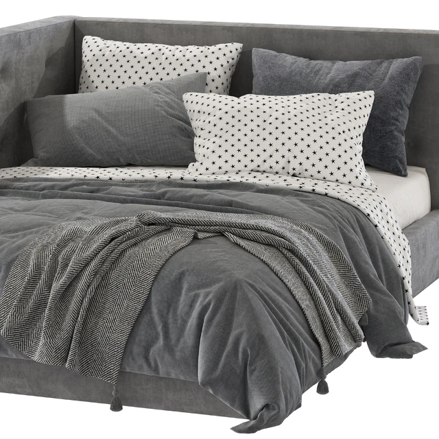 Cushy Upholstered Platform Corner Bed — Descargar