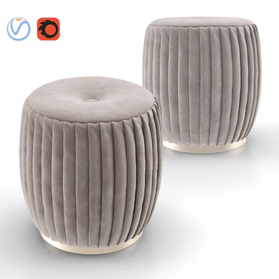 Bella Beige Velvet Ottoman — Вид 1