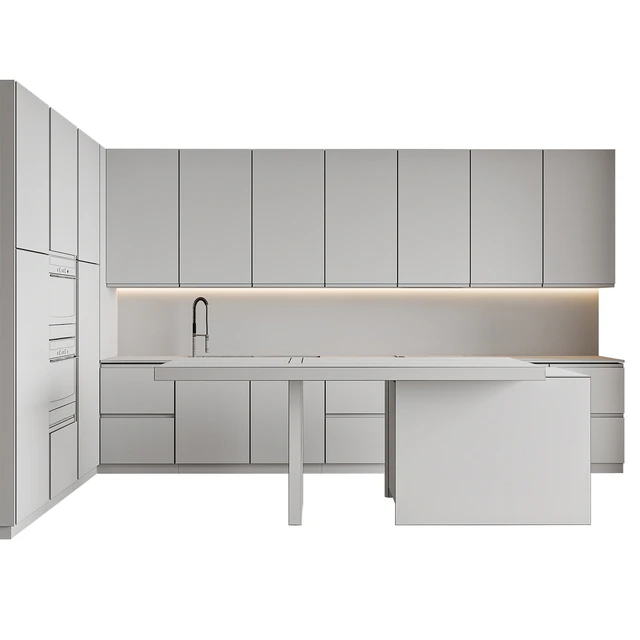 Современная угловая кухня с островом 1 — Скачать