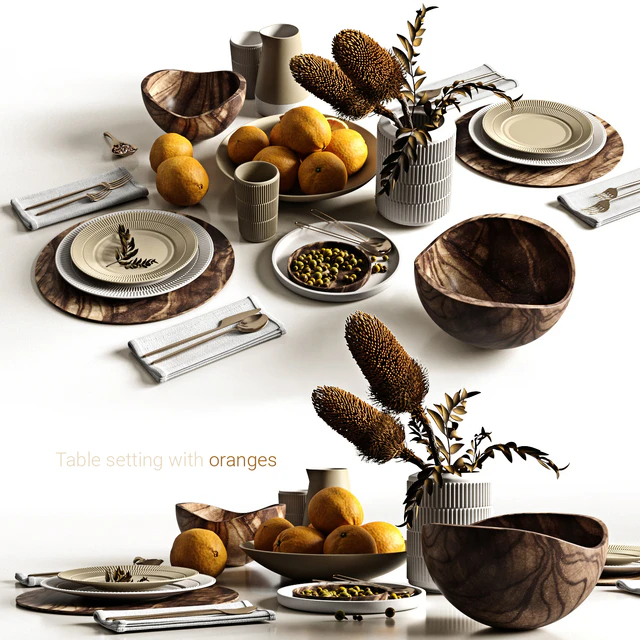 Table setting with oranges — Descargar