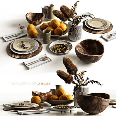 Table setting with oranges — Ver 1