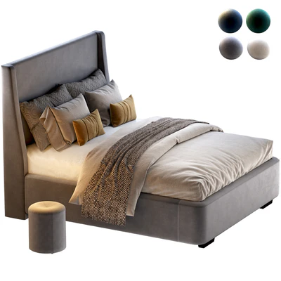 Кровать Дефанс 160 Velvet Grey / emerald /sand / blue с пуфом Кофи Диванру — Вид 2