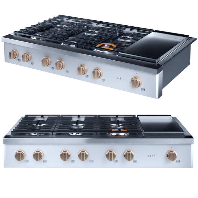 cafe 48 inch Commercial-Style Gas Rangetop with 6 Burners and Integrated Griddle — Скачать