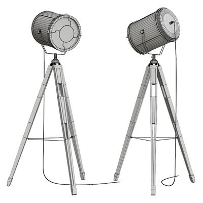 Retro decorative antique wooden tripod floor lamp — Вид 2