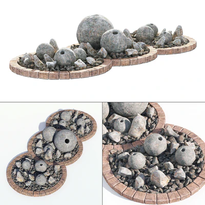 Flowerbad stone decor №3 / Клумба с каменным декором — Вид 1