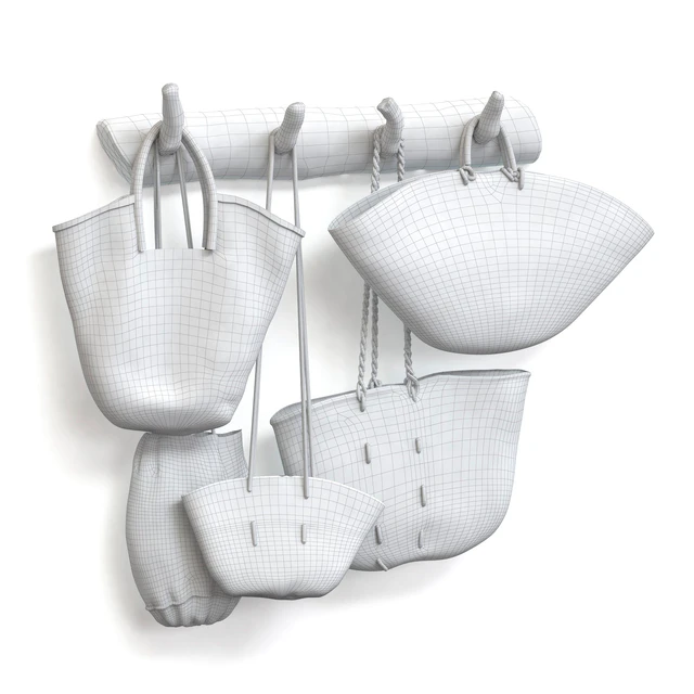 wall decor set with old wicker bags — Скачать