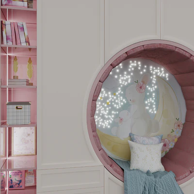 Wardrobe with a seat for a children's room — Ver 2
