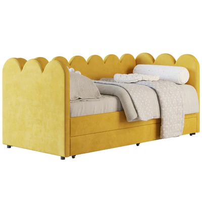 Children's bed Tabby 90 Velvet Yellow — Ver 2