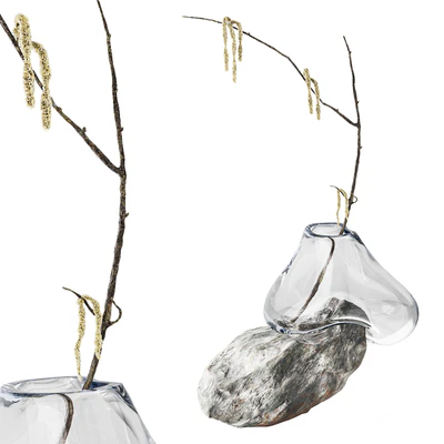 Branch with earrings in a sculpture vase by Laetitia Jacquetton — Ver 1