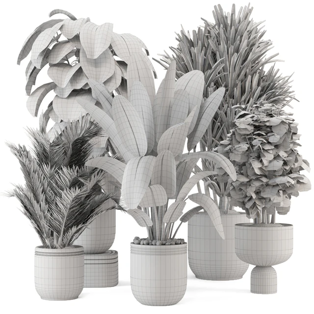 Indoor Plants  in rusty Concrete Pot - Set 1331 — Скачать
