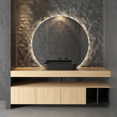 Cerasa NEROLAB | Wood veneer vanity unit — Ver 1