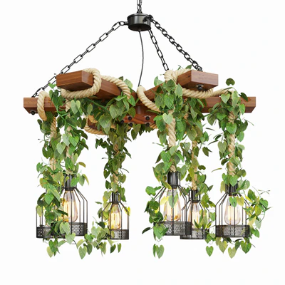 Wood Ceiling Lamp with Rope — Вид 3