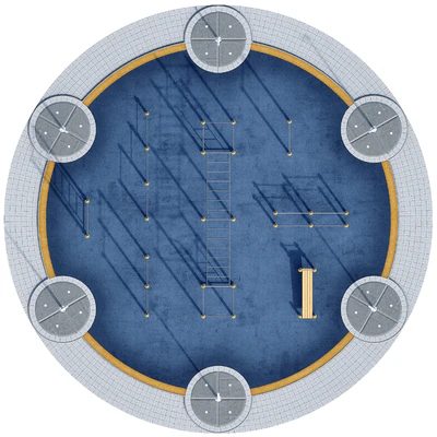 Round sports ground with horizontal bars. Children  playground — Ver 2