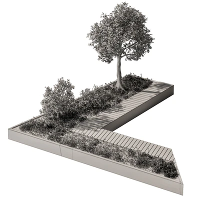 Urban Furniture / Architecture Bench with Plants- Set 24 — Ver 2